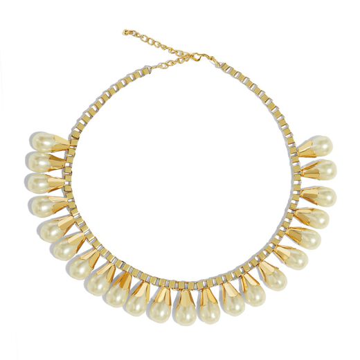 Statement faux-pearl floret necklace